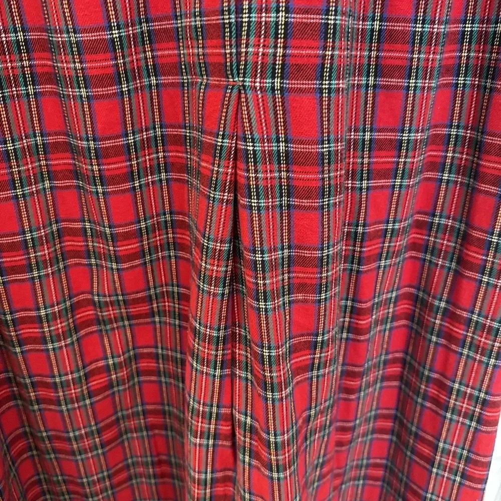 Land of Salzburg Size M Cotton Flannel Plaid Nightgown Red peter pan